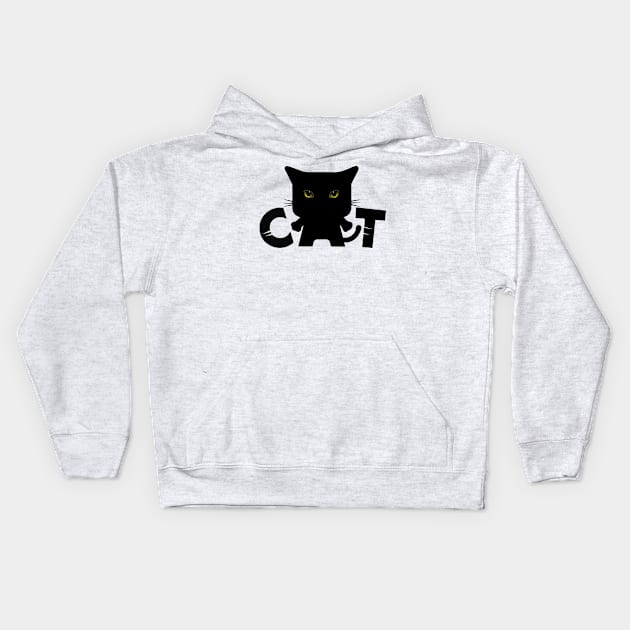 Black Cat With Monster Eyes Kids Hoodie by potch94